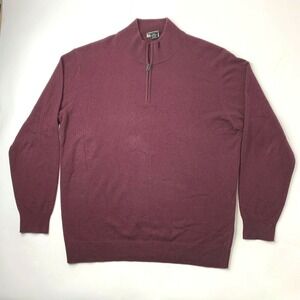 Jos. A. Bank Mens 2XT‎ Cashemere Sweater Travelers Collection 1/4 Zip Maroon